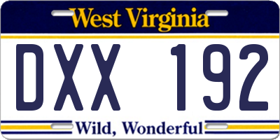 WV license plate DXX192