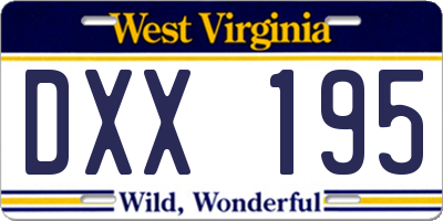 WV license plate DXX195