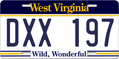 WV license plate DXX197
