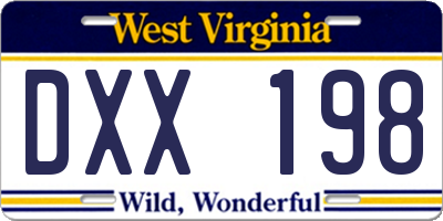 WV license plate DXX198