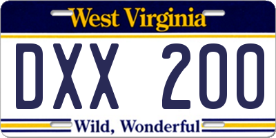 WV license plate DXX200