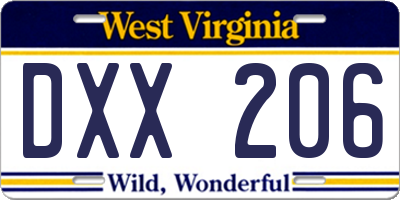 WV license plate DXX206