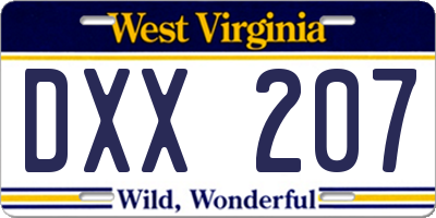 WV license plate DXX207