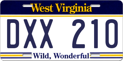 WV license plate DXX210