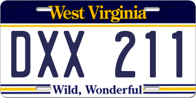 WV license plate DXX211