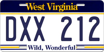 WV license plate DXX212