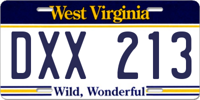 WV license plate DXX213
