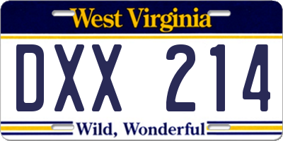 WV license plate DXX214