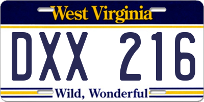 WV license plate DXX216