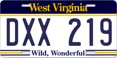 WV license plate DXX219