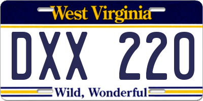 WV license plate DXX220