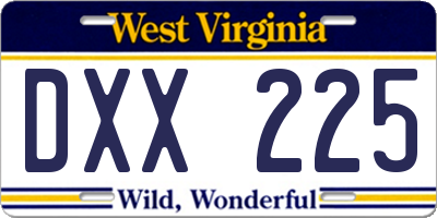 WV license plate DXX225