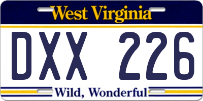 WV license plate DXX226