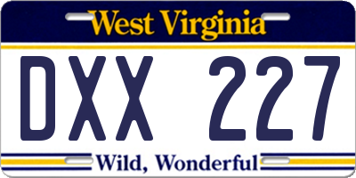 WV license plate DXX227