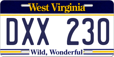 WV license plate DXX230