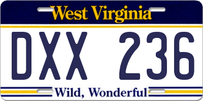 WV license plate DXX236