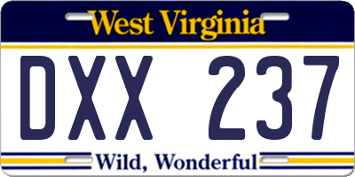 WV license plate DXX237