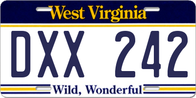 WV license plate DXX242
