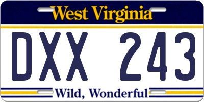 WV license plate DXX243