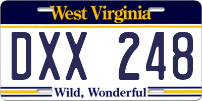 WV license plate DXX248