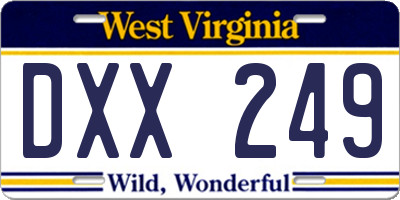 WV license plate DXX249