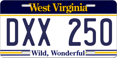 WV license plate DXX250