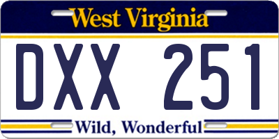 WV license plate DXX251
