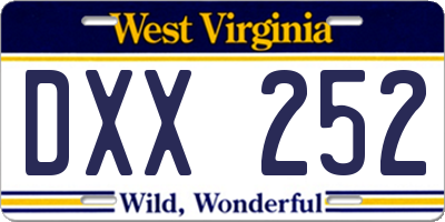 WV license plate DXX252