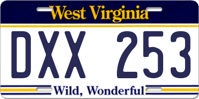 WV license plate DXX253