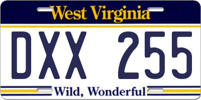 WV license plate DXX255