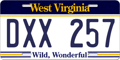 WV license plate DXX257