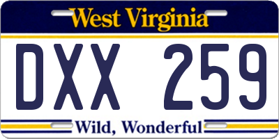 WV license plate DXX259