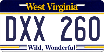 WV license plate DXX260