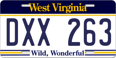 WV license plate DXX263