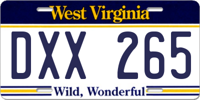 WV license plate DXX265