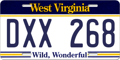 WV license plate DXX268