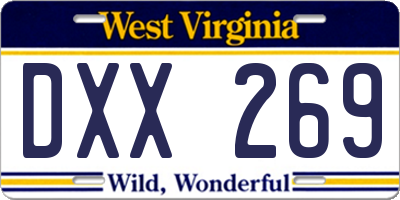 WV license plate DXX269