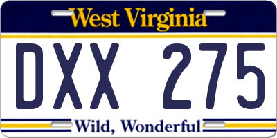 WV license plate DXX275