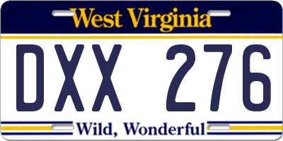 WV license plate DXX276