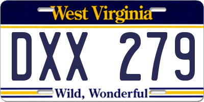 WV license plate DXX279