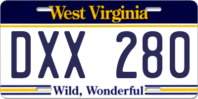 WV license plate DXX280