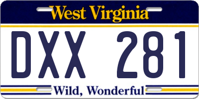 WV license plate DXX281