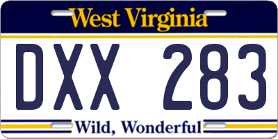 WV license plate DXX283