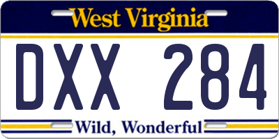 WV license plate DXX284