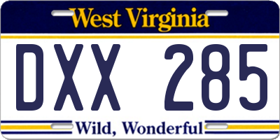 WV license plate DXX285