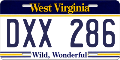 WV license plate DXX286