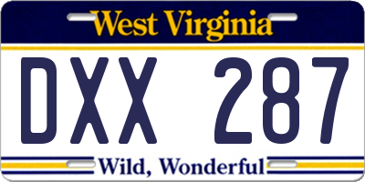 WV license plate DXX287