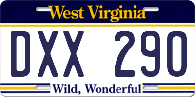 WV license plate DXX290
