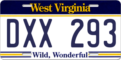 WV license plate DXX293