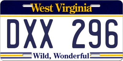 WV license plate DXX296